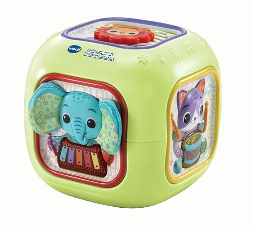 VTech Überraschungswürfel, Musik und Tiere, interaktives Spielzeug, sensorische Aktivitäten, frühes Lernen, Vokabeln und Musikkonzepte, Geschenk für Babys ab 6 Monaten, ESP-Version von Vtech