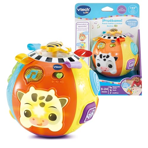 VTech - Diverball für Babys, Tiere und Formen, interaktiver Ball, stimuliert die Auge-Hand-Koordination, fördert die Motorik, sensorische Erforschung, Geschenk für Babys ab 6 Monaten, ESP-Version von Vtech