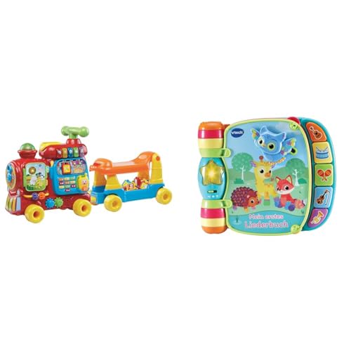 VTech ABC-Eisenbahnspielzeug, bunt, deutsch & Baby Mein erstes Liederbuch – Kunterbuntes Buch mit 6 Seiten und beweglichen Elementen zum Spielen, Zuhören und Mitsingen – Für Kinder von 6-36 Monaten von Vtech