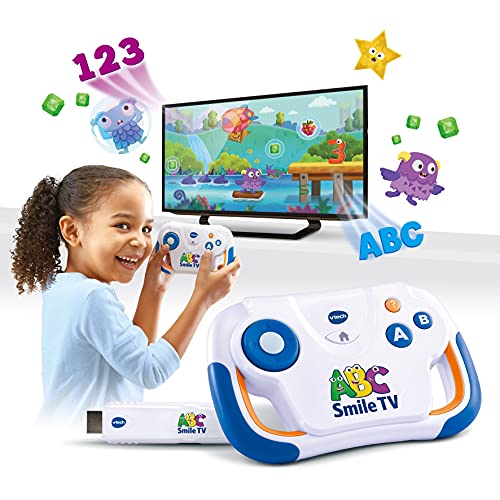 VTech ABC Smile TV – Kabellose Lernkonsole mit HDMI-Stick für den Fernseher mit 15 Spiel-Level für stundenlangen Lernspaß – Für Kinder von 3-7 Jahren von Vtech