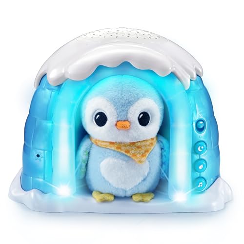 VTech Baby 2-in-1 Sternenlicht-Pinguin – Kuschelige Spieluhr-Einschlafhilfe mit Licht-Projektor und Einschlaf-Musik – Für Babys und Kinder von 6-36 Monaten, Blau von Vtech