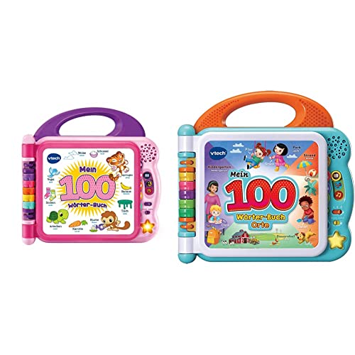 VTech Baby Mein 100-Wörter-Buch pink – Interaktives Bilderbuch zum Lernen erster Wörter– 2-5 Jahren & Baby Mein 100-Wörter-Buch: Orte– Für Kinder von 2-5 Jahren von Vtech