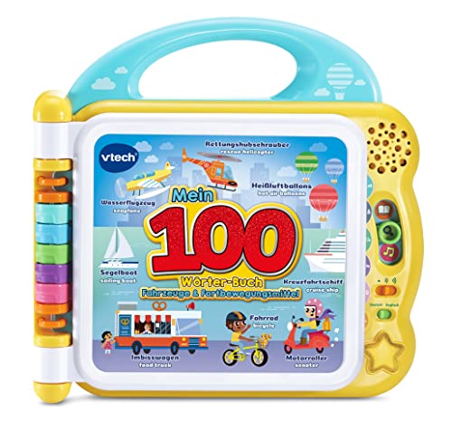 VTech Baby Mein 100-Wörter-Buch: Fahrzeuge und Fortbewegungsmittel – Interaktives Bilderbuch mit über 100 Wörtern auf 12 bilinguale Seiten (Deutsch-Englisch) – Für Kinder von 2-5 Jahren von Vtech