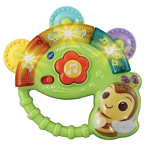 VTech Baby Musikbienen-Tamburin – Musik-Spielzeug mit Zahleninhalten, lustigen Geräuschen, Sätzen und Liedern – Für Kinder von 3-36 Monaten von Vtech