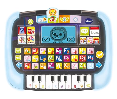 VTech Bit Smart Tablet, Lern-Tablet für Kinder mit Hintergrundbeleuchtung, ABC-Tastatur und 10 Klaviertasten, 8 Aktivitäten und 4 Spielmodi, italienische Sprache, Batterien im Lieferumfang enthalten, von Vtech