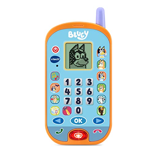 VTech Bluey, das Lern-Smartphone, Kinder-Handy mit Hintergrundbeleuchtung, 4 Spiele, interaktives Spielzeug, Geschenk für Kinder von 3 Jahren bis 7 Jahren – Inhalt in Französisch von Vtech