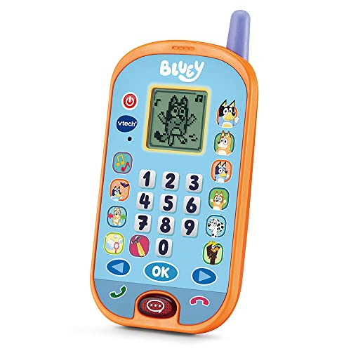 VTech Bluey, das Lern-Smartphone, Kinder-Handy mit Hintergrundbeleuchtung, 4 Spiele, interaktives Spielzeug, Geschenk für Kinder von 3 Jahren bis 7 Jahren – Inhalt in Französisch von Vtech