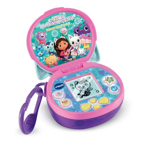 VTech Gabby und das magische Haus, Magi'Pocket-Konsole, tragbare Mini-Spielkonsole mit Anime-Display, 10 Zifferblätter, 4 Spiele, Geschenk für Kinder von 3 bis 7 Jahren – Inhalt auf Französisch von Vtech