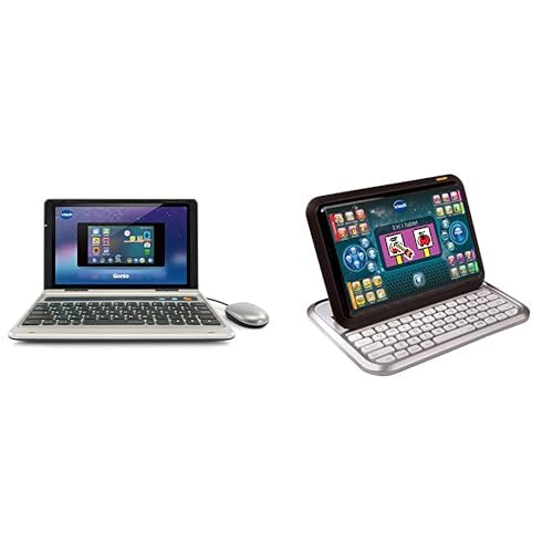 VTech Genio Lernlaptop – Lerncomputer mit Internetzugang, Textprogramm und Lerninhalten zu Buchstaben, Wörtern, Mathe, Logik u. v. m. & 80-155504 Tablet 2-in-1, White/Black von Vtech