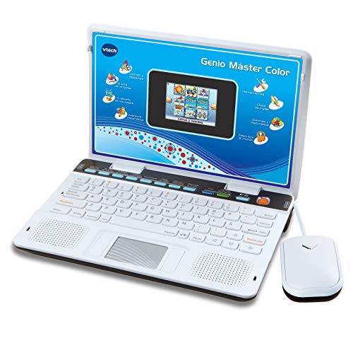 VTech Genio Zweisprachiger Master, Laptop für Kinder, Bildschirm, unterrichtet Vokabeln, Mathematik, Naturwissenschaften durch 180 Aktivitäten in Spanisch und Englisch, Blau (80-133847) (3480-133847) von Vtech