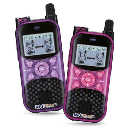 VTech KidiTalkie Explorer Violett/Rosa, Walkie-Talkies für Kinder mit Taschenlampe und Spracheffekten, Nachrichten, Sprachwechselfunktion, Spiele, Geschenk für Kinder ab 4 Jahren, ESP-Version von Vtech