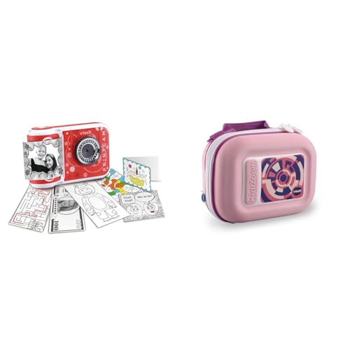 VTech KidiZoom Print Cam – Sofortbild-Kinderkamera mit Druckfunktion, Selfie- und Videofunktion, 4-12 Jahren & KidiZoom Tragetasche pink - Vtech 417369 Kinderkamera, Pink von Vtech