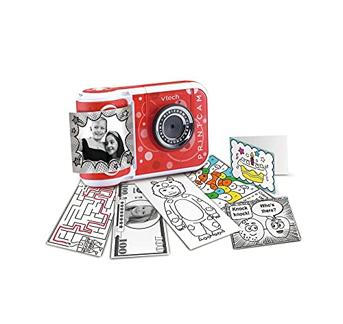 VTech KidiZoom PrintCam (Rot), Digitalkamera für Kinder mit eingebautem Drucker, Kinderkamera mit Spezialeffekten und lustigen Spielen, Kinder-Digitalkamera mit wiederaufladbarem Akku, Action-Kamera von Vtech