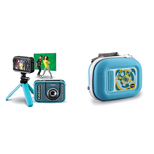 VTech Kidizoom Video Studio HD blau – Kinderkamera mit Greenscreen, Stativ, Effekten, Selfielinse und vielem mehr – für 5-12 Jahren & KidiZoom Tragetasche - Vtech 417349 Kinderkamera, Mehrfarbig von Vtech