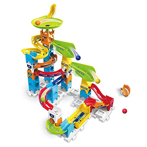 VTech - Marble Rush, Kugelbahn Beginner Set S200, Bauspiel, 47-teilig, 5 Kugeln, Geschenk für Kinder ab 4 Jahren – Inhalt auf Französisch von Vtech