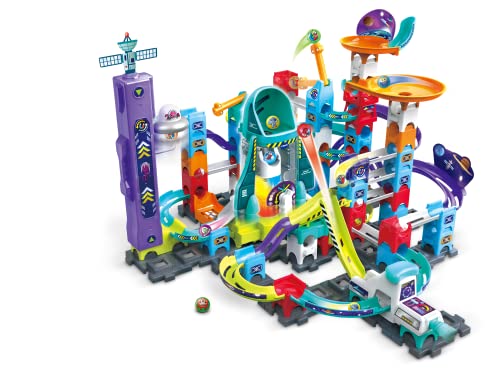 VTech Marble Rush Magnetic Magic, Konstruktionsspielzeug für Kinder, 10 Murmeln und 120 Bauteile, Elektronisches Murmelbahn-Set, Spannende Stunts & Tricks, Ab 4 Jahren, Englische Version, Klein von Vtech