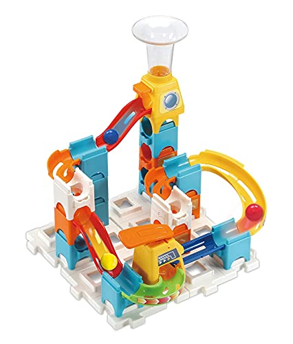 VTech Marble Rush Starter Set Murmelbahn, Bauspielzeug für Kinder mit 3 Murmeln und 30 Bausteinen, Schienenset, farbcodiert, für Kinder, Mädchen, Jungen ab 4 Jahren, englische Version von Vtech