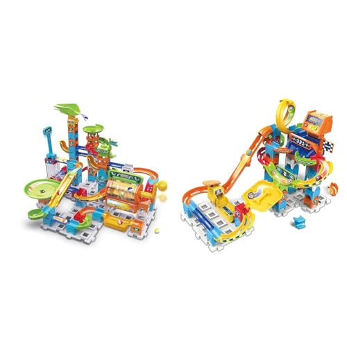 VTech Marble Rush - Super Action Set L100 E – Interaktives Kugelbahn-Set mit Licht und Sound,4-12 Jahren & Marble Rush - Racing Set M200 E – Interaktives Kugelbahn-Set mit Licht und Sound, 4-12 Jahren von Vtech