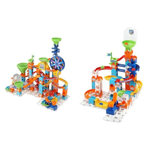 VTech Marble Rush - Ultimate Set XL100 E & Marble Rush - Adventure Set S100 – Interaktive Murmelbahn mit Bahnelementen, verschiedenen Aufbaumöglichkeiten und Motor- sowie Lichteffekten, 4-12 Jahren von Vtech