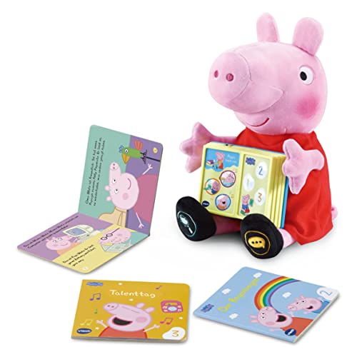 VTech Peppa liest vor – Interaktive Plüsch Peppa Wutz, die Bücher vorliest – 3 Mini-Bücher inklusive – Mit 20 Melodien und Geräuscheffekten – Für Kinder von 2-5 Jahren von Vtech