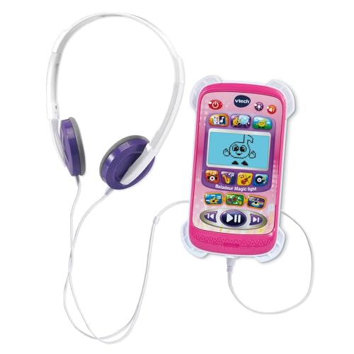 VTech - Magic Light Rose, Musik-Player für Kinder mit Audio, hintergrundbeleuchtetem Display, Lichteffekten, Musik und Lernspiele, Geschenk für Kinder von 3 bis 6 Jahren – Inhalt in Französisch von Vtech