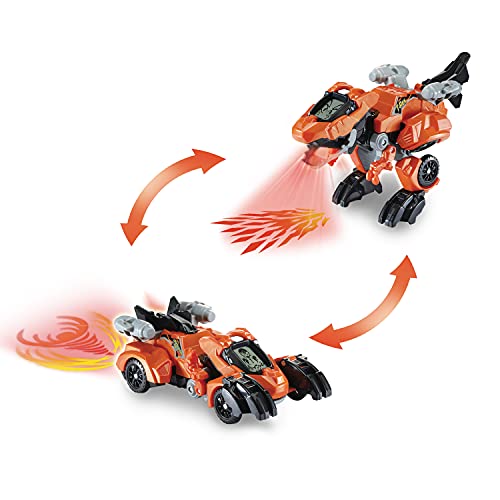 VTech Switch and Go Dinos Fire-T-Rex – Dino-Auto-Transformer – 2in1 Spielzeug mit LCD-Display, Dinostimme, Geräusch- und Lichteffekten – Für Kinder von 3-8 Jahren von Vtech