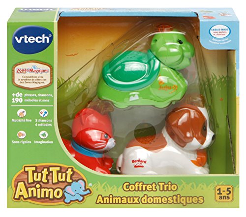 VTech - TUT TUT Animo, Trio-Box, 3 interaktive rollende Tiere, Katze, Schildkröte und Berghund, musikalisches und klangvolles Spielzeug, Geschenk für Kinder von 1 Jahr bis 5 Jahren – Inhalt in von Vtech