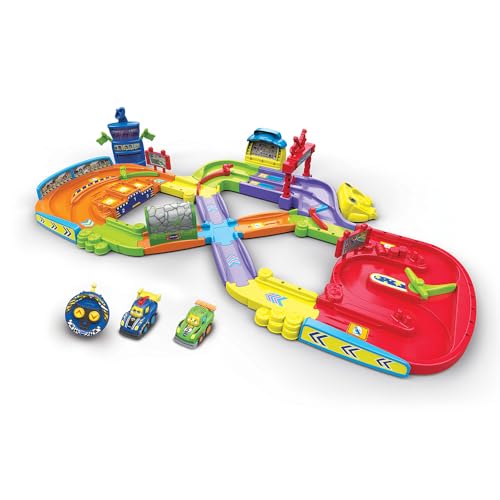 VTech - TUT TUT Bolides, Mein erster Ferngesteuerter Rennweg mit RC Auto Simon Super Champion und Auto Leo Bolide Turbo, 11 magische Zonen, Geschenk für Kinder von 1 Jahr bis 5 Jahren – Inhalt in von Vtech