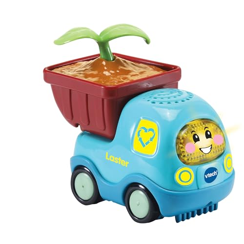 VTech Tut Tut Baby Flitzer - Laster aus bio-basiertem Kunststoff – Spielzeugauto mit Musik, aufleuchtender Taste, spannenden Sätzen und Geräuschen – Für Kinder von 1-5 Jahren von Vtech