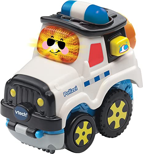 VTech Tut Tut Baby Flitzer - Press and Go Polizei – Spielzeugauto mit Musik, aufleuchtender Taste und spannenden Geräuschen – Für Kinder von 1-5 Jahren von Vtech