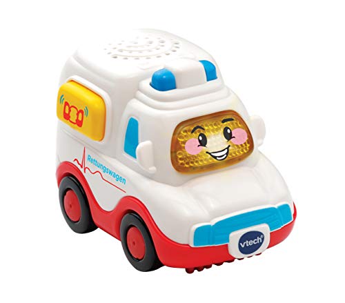 Vtech TUT TUT Baby Flitzer - Rettungswagen – Spielzeugauto mit Musik, aufleuchtender Taste, spannenden Sätzen und Geräuschen – Für Kinder von 1-5 Jahren, 8,8 x 5,5 x 7 cm von VTech Baby