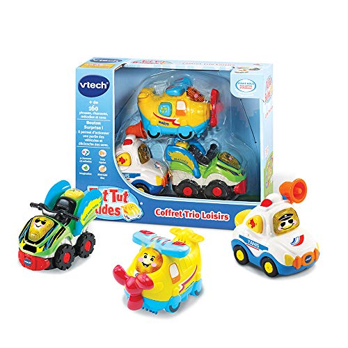 VTech – Tut Tut Bolides – Trio Freizeit (Avion + Polizei + Quad) – interaktive Autos zum Sammeln – französische Version von Vtech