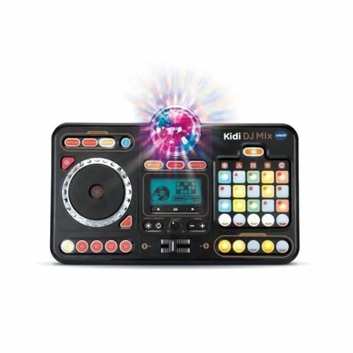 VTech - Kidi DJ Mix, DJ-Platine für Kinder, 12 in 1, Bluetooth-Mixer mit Leuchten, Discokugel, Klinkenstecker für Kopfhörer, Lernen und Spiele, Geschenk für Kinder ab 6 Jahren – Inhalt in Französisch von Vtech