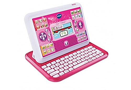 Vtech 2 in 1 Tablet pink – Laptop und Tablet in einem – Mit 80 Lernspielen in zahlreichen Kategorien – Zum Lernen von Deutsch, Englisch Mathe u. v. m. – Für Kinder von 5-7 Jahren von Vtech