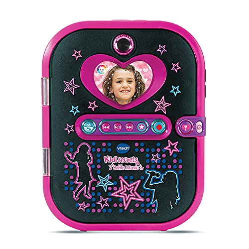 VTech 163675 KidiSecrets Selfie Music schwarz Elektronisches Tagebuch, Einzigartig von Vtech