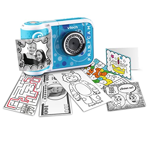 VTech Kidizoom Print CAM, Sofortbild- und Videokamera für Kinder ab 5 Jahren, ESP-Version, Blau, Farbe (3480-549122) von Vtech