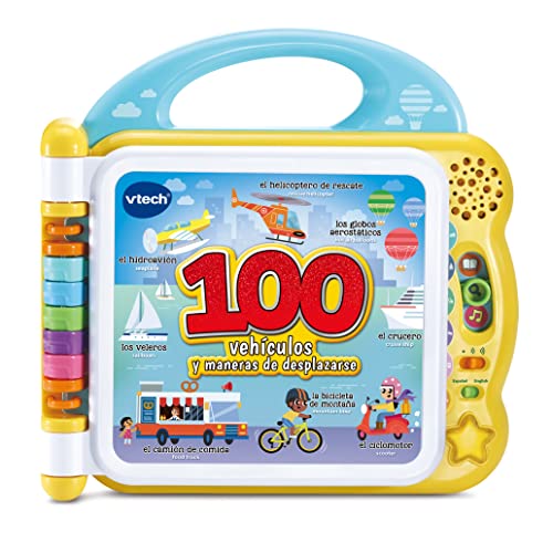 VTech - Meine ersten 100 zweisprachige Wörter Fahrzeuge & Wegen, SPANISCH-ENGLISCH pädagogisches Buch für Kinder +1,5 Jahre, ESP-Version von Vtech