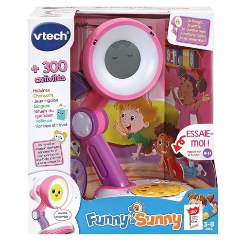 VTech - Funny Sunny Rose, interaktiver Begleiter, Geschichtenerzähler und Lieder, Entspannung, Routine, Emotionen, lustige Spiele, Nachtlicht, Wecker, Geschenk für Kinder von 3 Jahren bis 8 Jahren – von Vtech