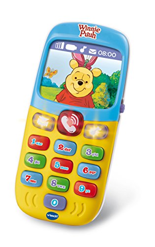 VTech Winnie Puuh Lernhandy – Mit den Originalstimmen von Winnie Puuh und seinen Freunden sowie spannenden Lernspielen – Für Kinder von 9-36 Monaten, Gelb von Vtech