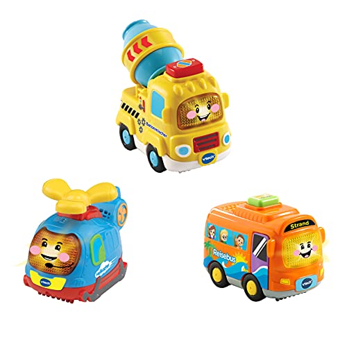 VTech 80-242184 TUT Baby Flitzer-3er-Set Reisebus, Helikopter, Betonmischer Spielfahrzeug, Mehrfarbig von Vtech