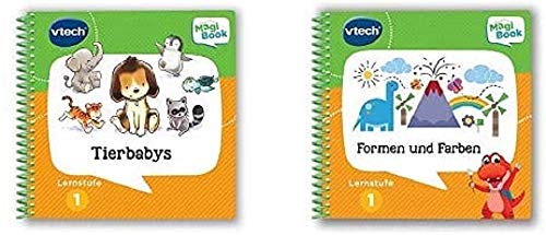 Vtech 80-480004 Lernstufe 1-Tierbabys MagiBook Lernbücher, Mehrfarbig & 80-480504 - Magibook - Lernstufe 1 - Formen und Farben von Vtech