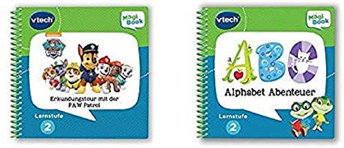 Vtech 80-480204 Lernstufe 2 - Erkundungstour mit der PAW Patrol MagiBook Lernbücher, Mehrfarbig & 80-480604 - Magibook - Lernstufe 2 - Alphabet Abenteuer von Vtech