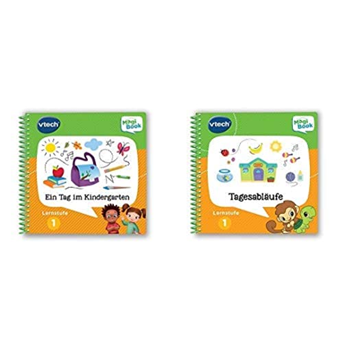 Vtech 80-481204 Lernstufe 1 - EIN Tag im Kindergarten MagiBook Lernbücher, Mehrfarbig & 80-480804 - Magibook - Lernstufe 1 - Tagesabläufe von Vtech