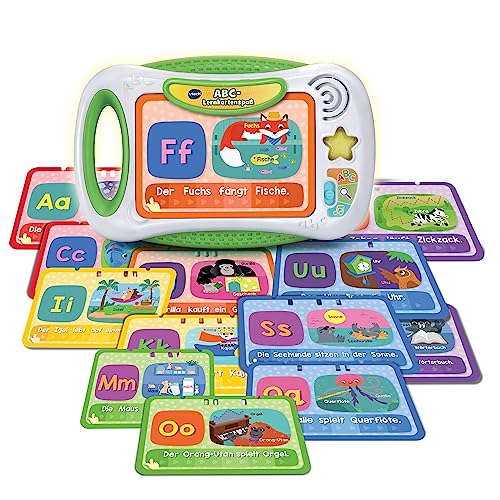 VTech ABC-Lernkartenspaß – Lernkartenboard mit bedruckten Buchstabenkarten und Lerninhalten zu den Themen Buchstaben, Laute, Objekte und Figuren, Farben u. v. m. – Für Kinder von 4-7 Jahren von Vtech