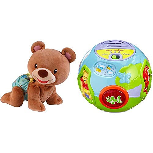 Vtech Baby 80-181104 - Motorikspielzeug - Krabbel mit Mir - Bär & 80-106104 - Winnie Puuhs Bunte Lernkugel von Vtech