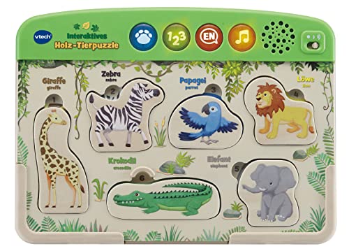 Vtech Baby Interaktives Holz-Tierpuzzle – Umweltfreundliches Steckpuzzle mit Musik und lustigen Geräuschen aus FSC®-zertifiziertem Holz – Für Kinder von 1,5-4 Jahren von VTech Baby