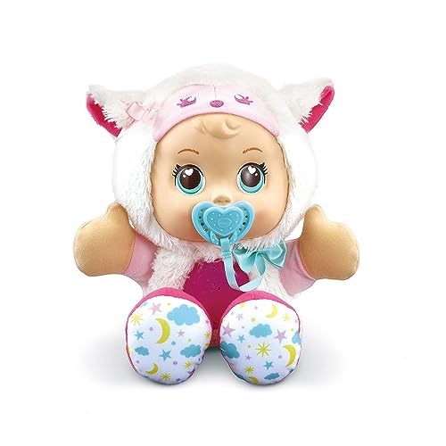 VTech Little Love, Luna, Meine Puppe mit magischen Sternen, Kuschelpuppe, Plüsch, Nachtlicht mit Sternenprojektion, Geschenk für Kinder von 18 Monaten bis 6 Jahren – Inhalt in Französisch, Weiß von Vtech