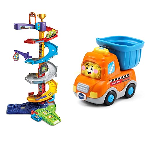 Vtech TUT TUT Baby Flitzer - 2-in-1 Turboturm – Großes Turm-Spielset mit 2 Aufbaumöglichkeiten, Turborenner, Weichen, Falltür u. v. m. 1-5 Jahren & 80-517304 TUT TUT Baby Flitzer - Kipplaster von Vtech