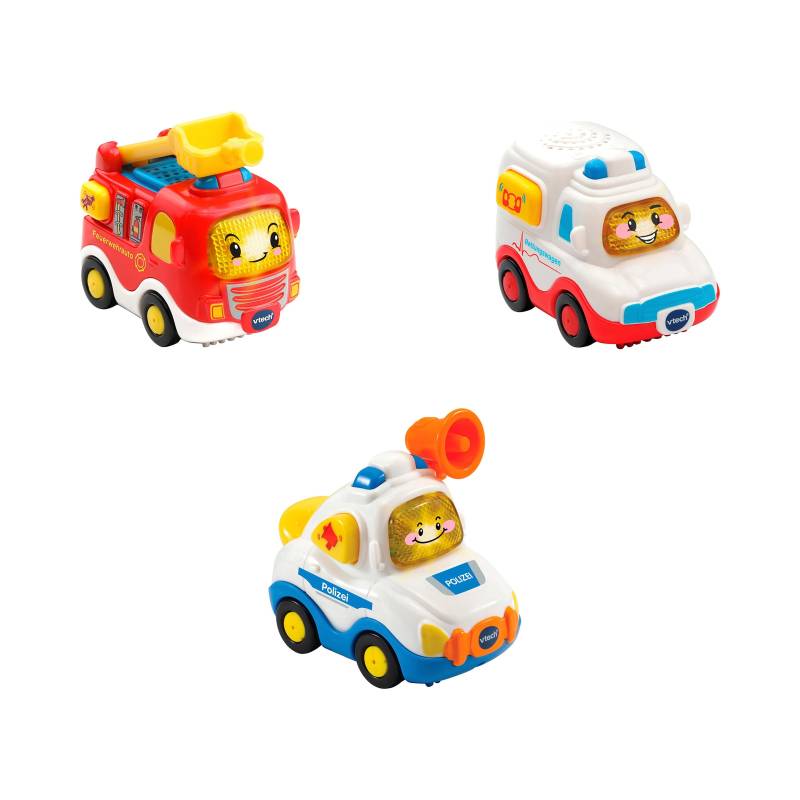 Vtech Tut Tut Baby Flitzer 3er Set Einsatzfahrzeuge (Feuerwehrauto, Rettungswagen, Polizeiauto) von Vtech