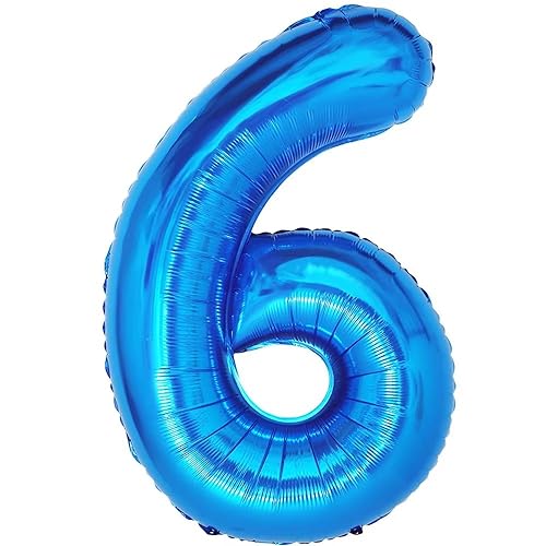 Vthoviwa 40 Zoll/18 Farbens Luftballon Zahlen 6 Blau, Luftballon 6. Geburtstag Foil Ballon, 0123456789,10-19,20-25,30,40,50,60,70,80,90, Folienballon 6 Party Dekoration Helium Unterstützen von Vthoviwa